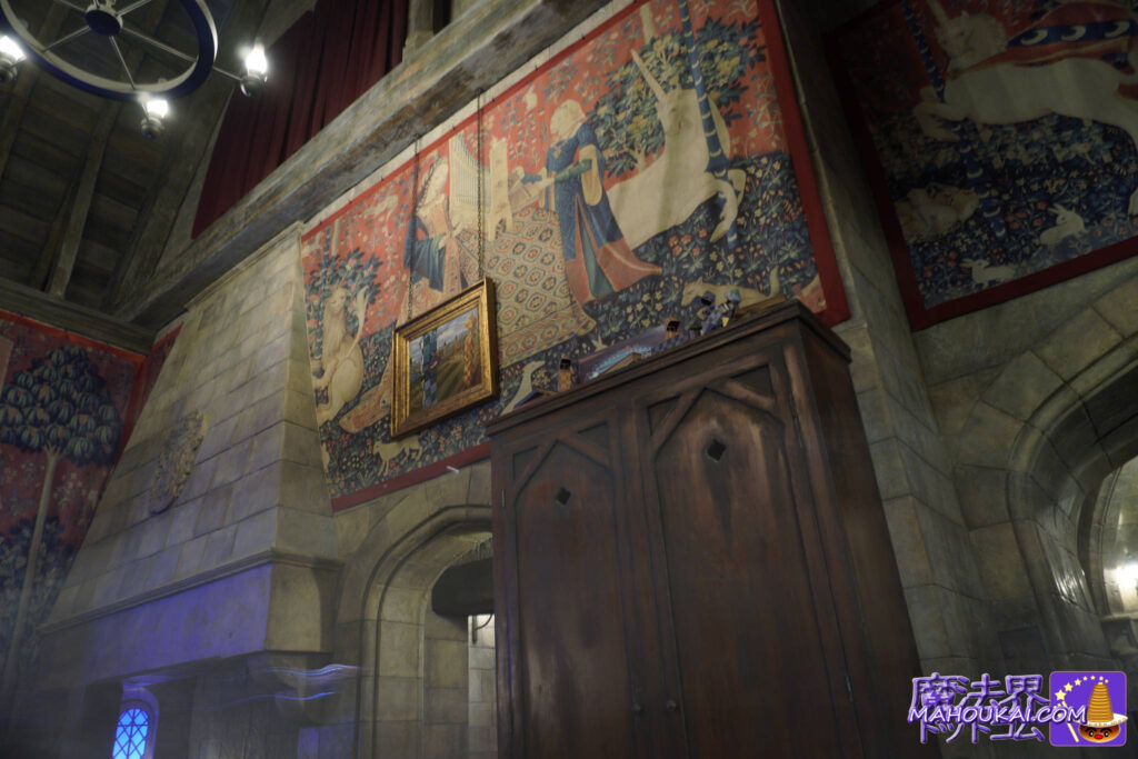 Gryffindor Common Room, The Lady and the Unicorn tapestry, Hogwarts Castle Walk, 'Harry Potter area'.