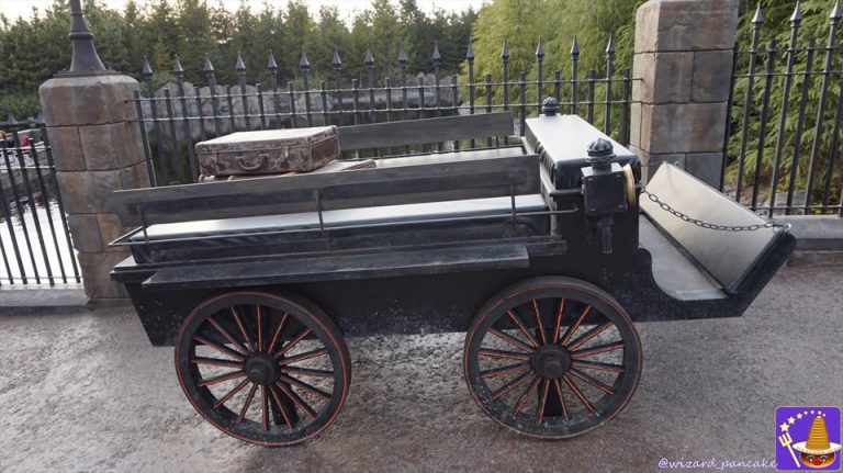 Photo of horseless carriage (thestrals) (in front of Hogwarts).