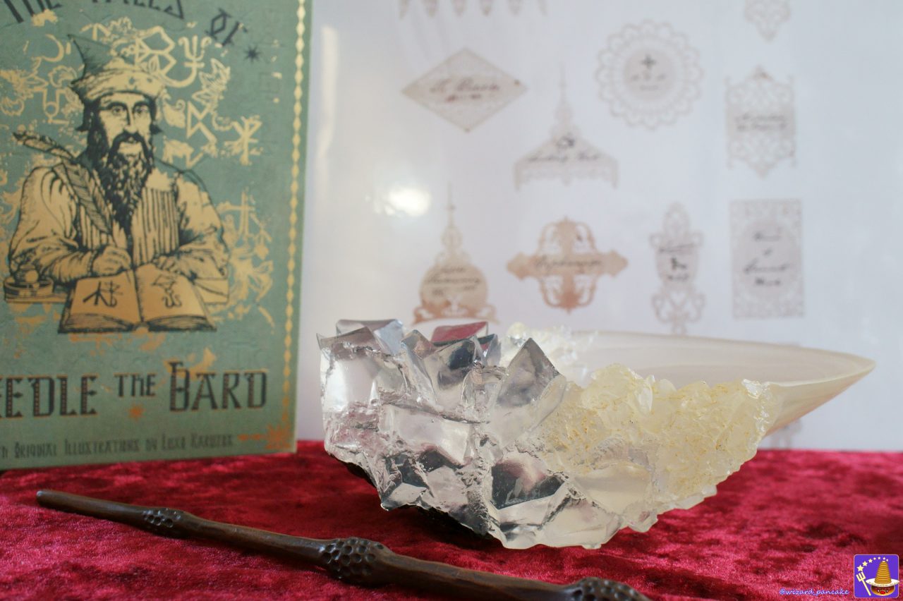 Crystal goblets and items associated with Dumbledore.