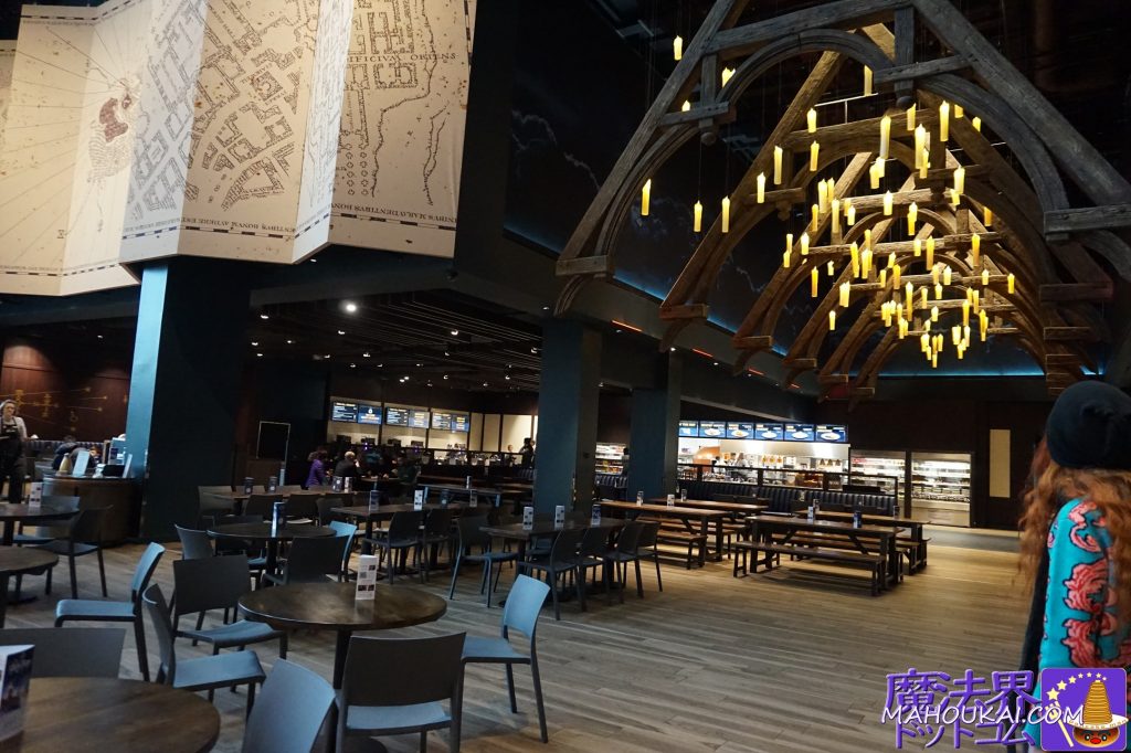 Name: THE FOOD HALL  Warner Bros Studio Tour London Making of Harry PotterInside Harry Potter's Hogwarts School of Witchcraft and Wizardry, you can enjoy breakfast and lunch as if you were eating at the school. You can enjoy British food and sweets.â