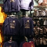 Tote bags, Hogwarts trainers with limited edition Christmas designs, pouches with Deathly Hallows designs London Primark (Dec 2019).