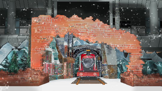 [Photo spot] Giant installation of the Hogwarts Express & Snow Magic appeared!