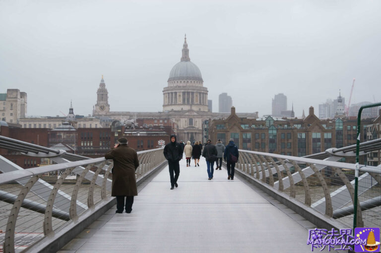 'St Paul's Cathedral' as you approach the opposite bank on the north side of the Millennium Bridge.