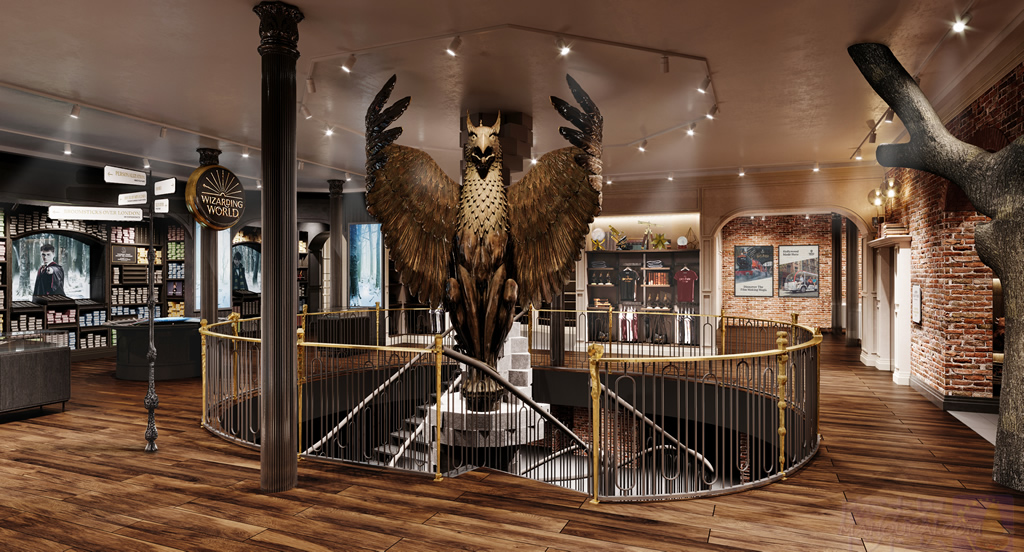 Griffin statue and main atrium HARRY POTTER NEW YORK (Harry Potter Store New York)