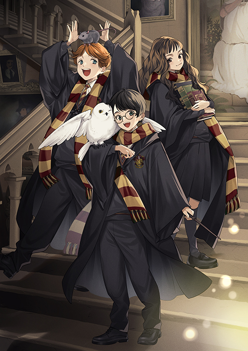 'Animate Limited Set' A3 cloth poster, illustrated by Chiyomi Sarachyomi, for purchasers of Fantastic Beasts and Dumbledore's Secret and Harry Potter 20th Anniversary: Return to Hogwarts Blu-rays and DVDs.Â