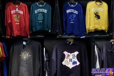 USJ [New] Time Turner Hoodie, Four Dormitory Trainers (Gryffindor, Slytherin, Ravenclaw and Hufflepuff) and Hogwarts Hoodie USJ 'Harry Potter Area' at Filch's Confiscated Goods Store and Derbysh and Bangs.
