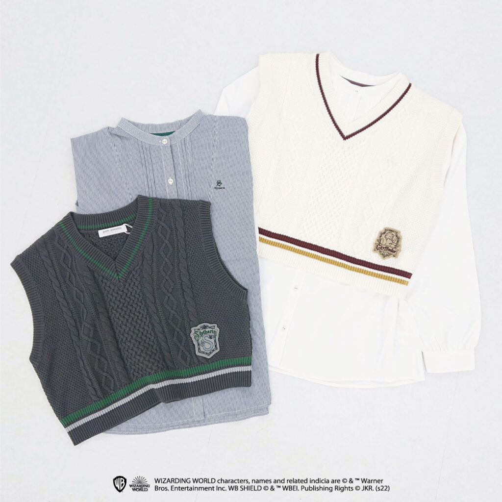 Harry Potter] Vest knit and blouse set, Gryffindor and Slytherin, Pomponette Junior.