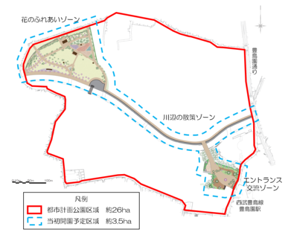 都市計画練馬城址公園　当初開園予定区域の公園設計平面図について