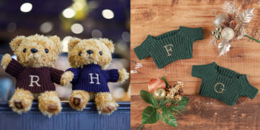 New products: Harry Potter Mahoudokoro "Harry's 'H' Sweater Bear", "Ron's 'R' Sweater Bear", "Fred's 'F' Sweater & George's 'G' Sweater Bear Change of Clothes" on sale Friday 9 December 2022 - from the same day at Mahoudokoro Hankyu Nishinomiya Gardens for a limited time.