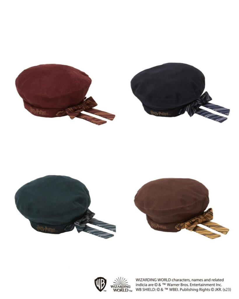 Four dormitory image Coloured berets｜Striped ribbon berets F i.n.t x Harry Potter Hogwarts-style 'dress', 'cardigan' and 'beret' â- 1 Dec 2023