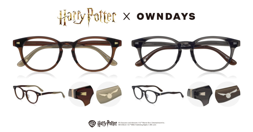 OWNDAYS(オンデーズ) × ハリー・ポッター メガネフレーム新発売 ホグワーツ&4寮やスネイプ etc 8種類と4寮ポーチ 2025年10月23日10時~ オンライン先行予約10月23日9:59まで