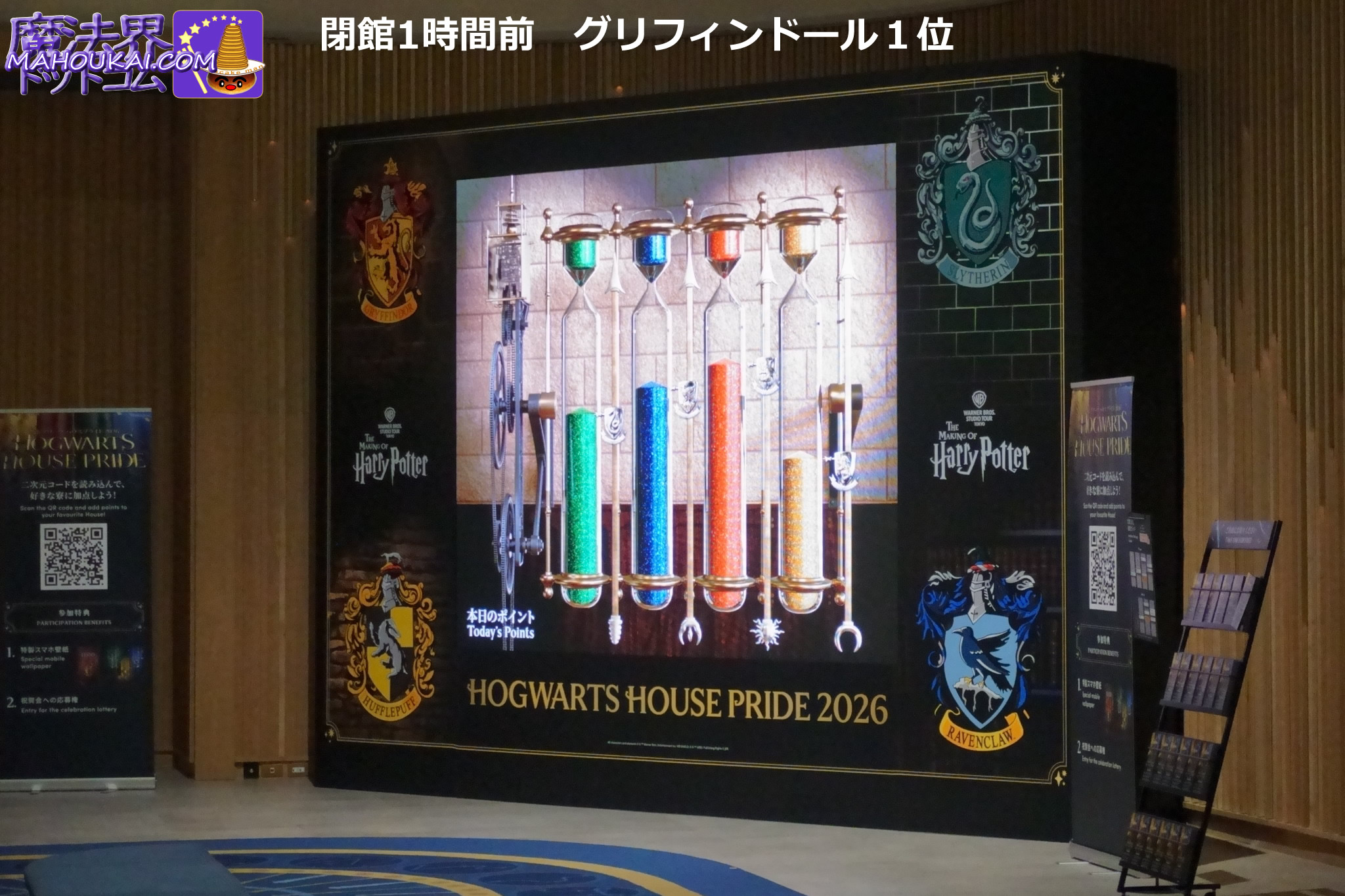 2026年2月の訪問日の4寮ポイント計 営業時間終了1時間前 はグリフィンドールが1位「ホグワーツ ハウスプライド」開催 ハリー・ポッター スタジオツアー東京 2026年1月17日（土）～3月15日（日）体験追記！