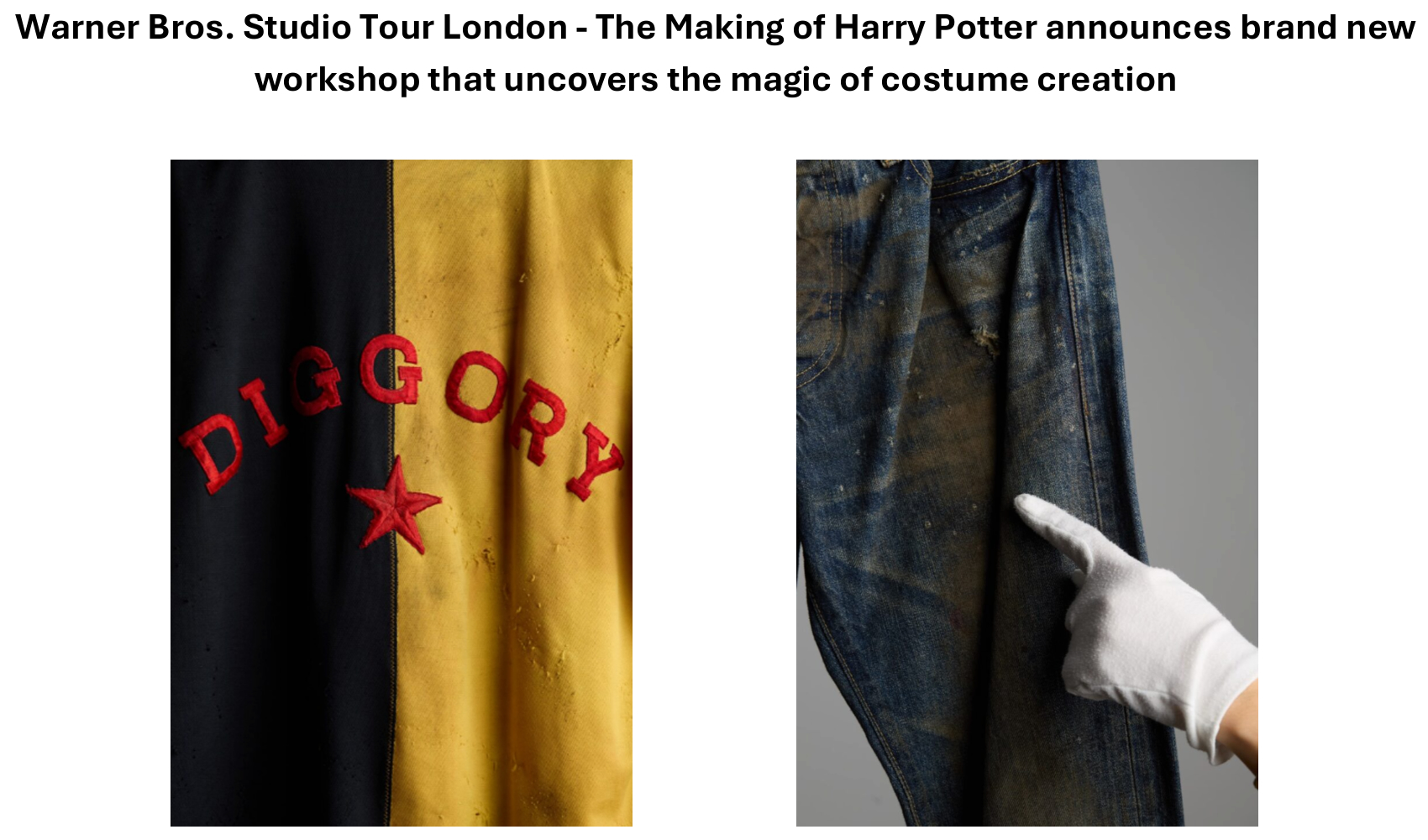 新ワークショップ「衣装制作の魔法」開催 ハリー・ポッター スタジオ ツアー ロンドン 2026年3月4月