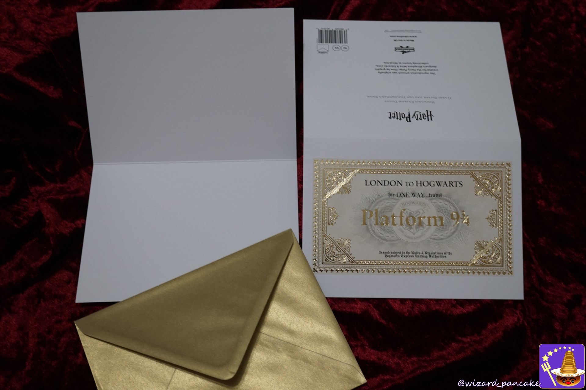 ノートカード＆金色封筒セット　ホグワーツ特急の乗車チケット　デザイン　ミナリマ MINALIMA