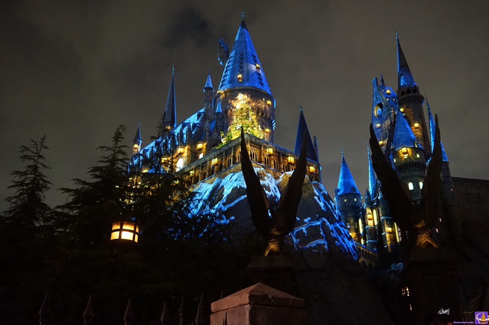 'Hogwarts Magical Night - Winter Magic' night show super explanation (with spoilers) Harry Potter scenes & spells and more (USJ Harriotta) Wizard Pancake Man Dumbledore.