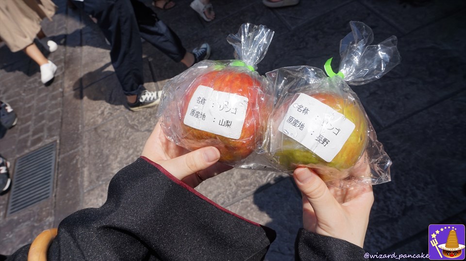 夏の暑いホグズミード村で、冷え冷えリンゴ（apple）にシャリシャリとかぶりつこう♪（USJハリポタ）魔法使いパンケーキマン