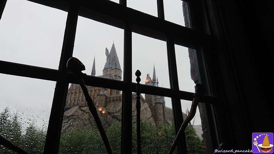 Hogwarts, viewed from inside Ollivander's Wand Store Â USJ "Harry Potter Area".